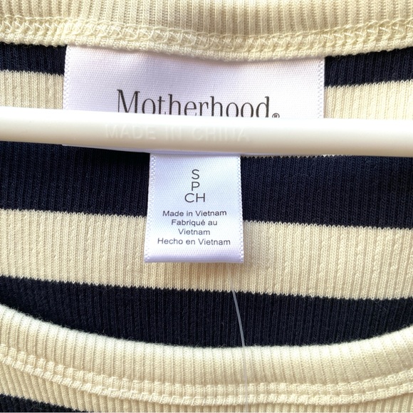 MOTHERHOOD MATERNITY TANK RIB KNIT DRESS FITTED BODYCON BLACK WHITE STRIPE - Picture 9 of 11